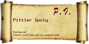 Pittler Ipoly névjegykártya